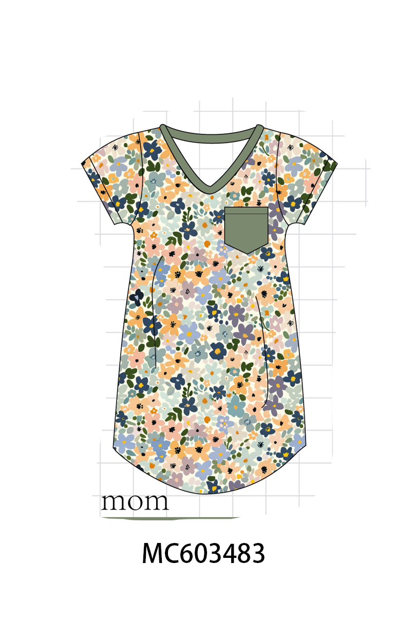 PO83 Green floral print bamboo collection
