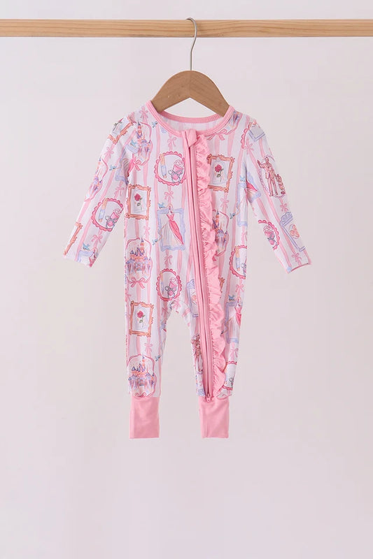 Pink Character Ruffle Bamboo Romper