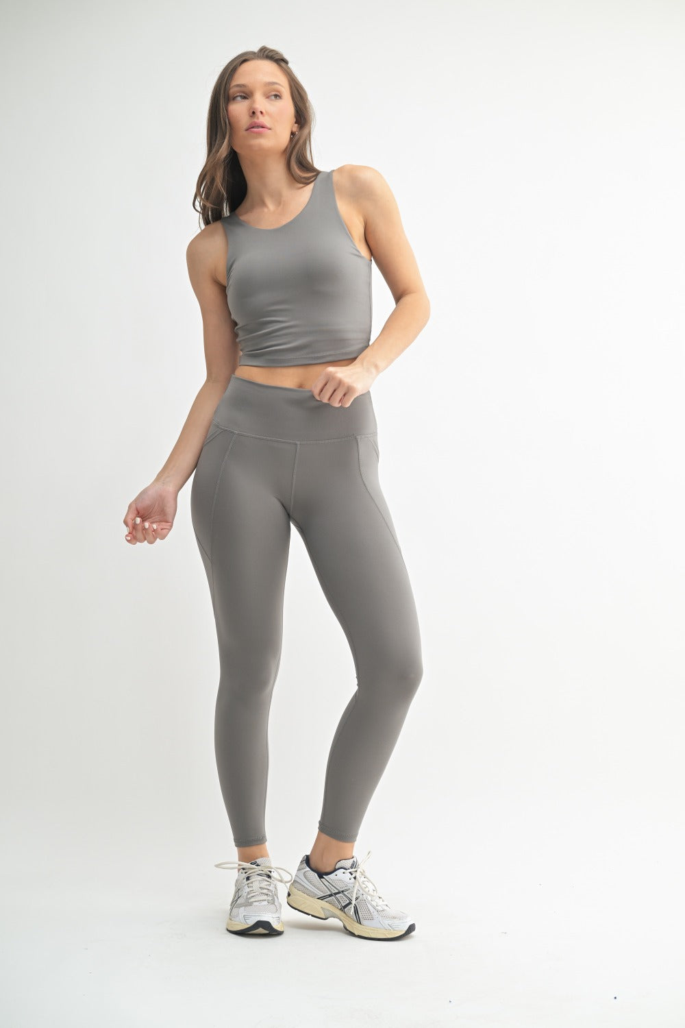 Venice Cloud Light Scoop Active Tank (Pewter) (built in bra)