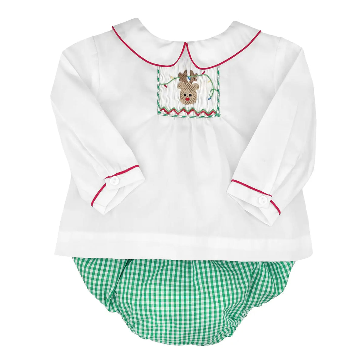 Diaper Set with Picture Smocked Reindeer