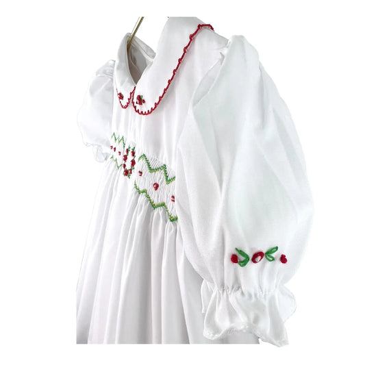 Embroidered Holiday Smocked Dress