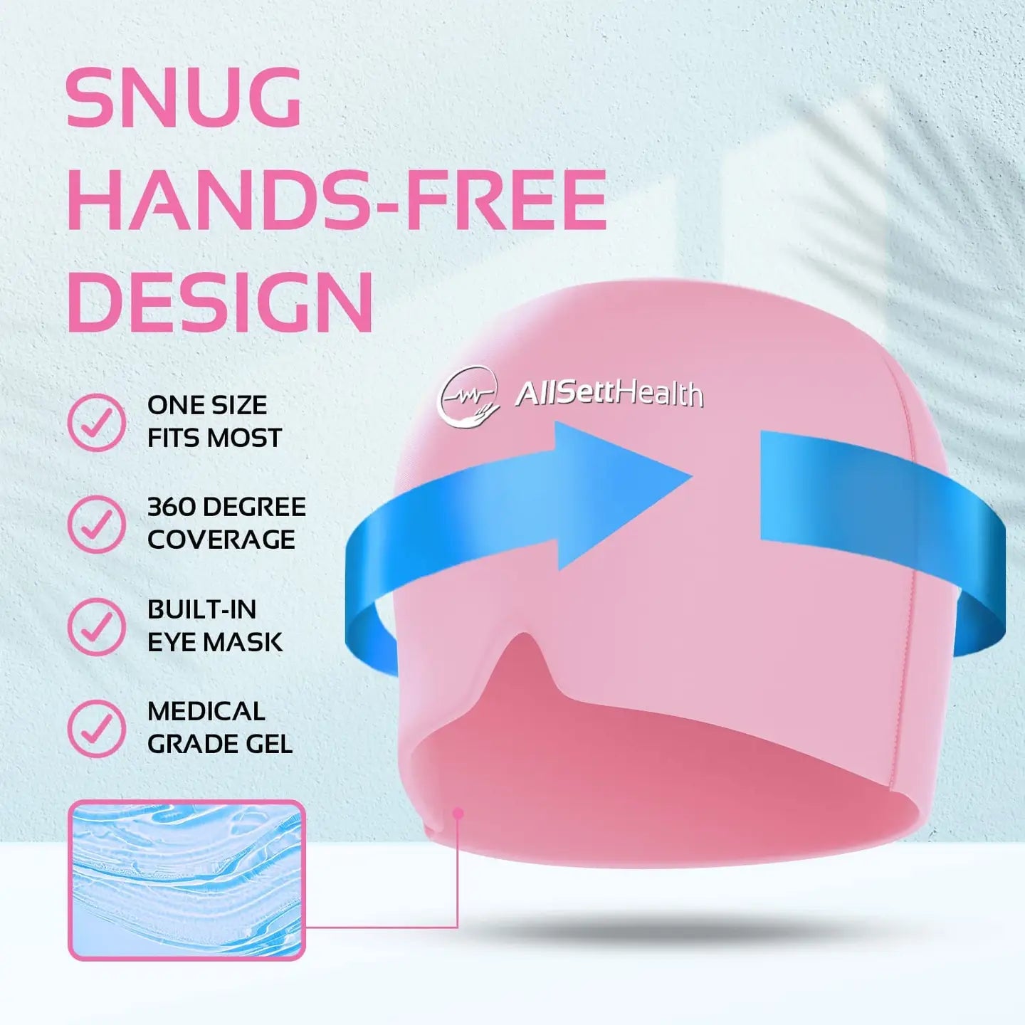 2 Pack Migraine Relief Ice Head Wrap Headache & Migraine Hat (Pink)