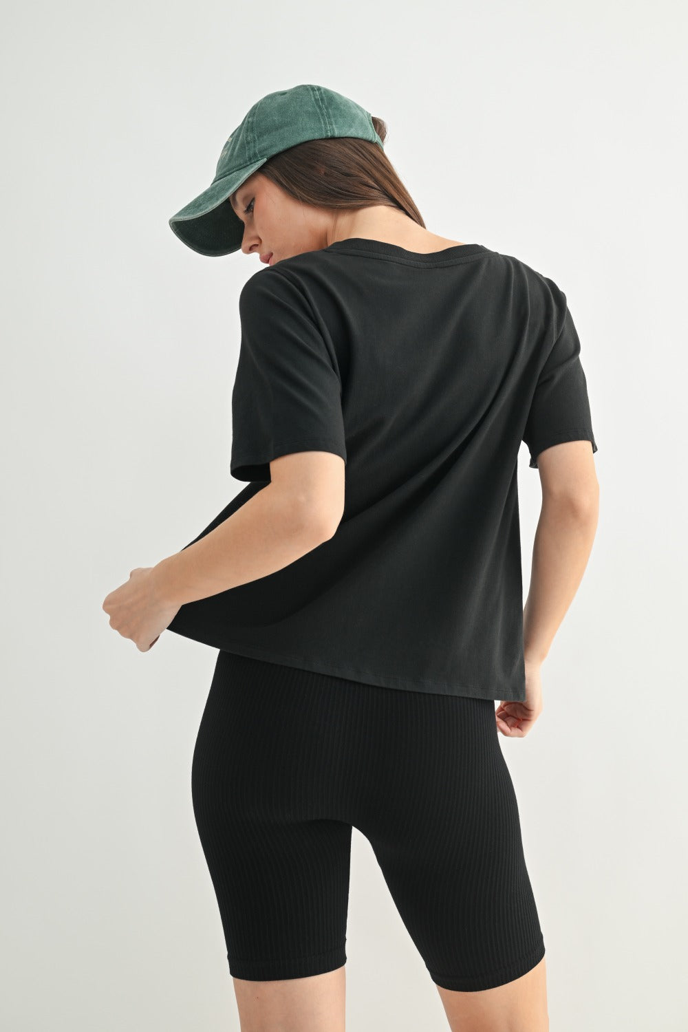 Pima Cotton Blend V-Neck Tee (Black)