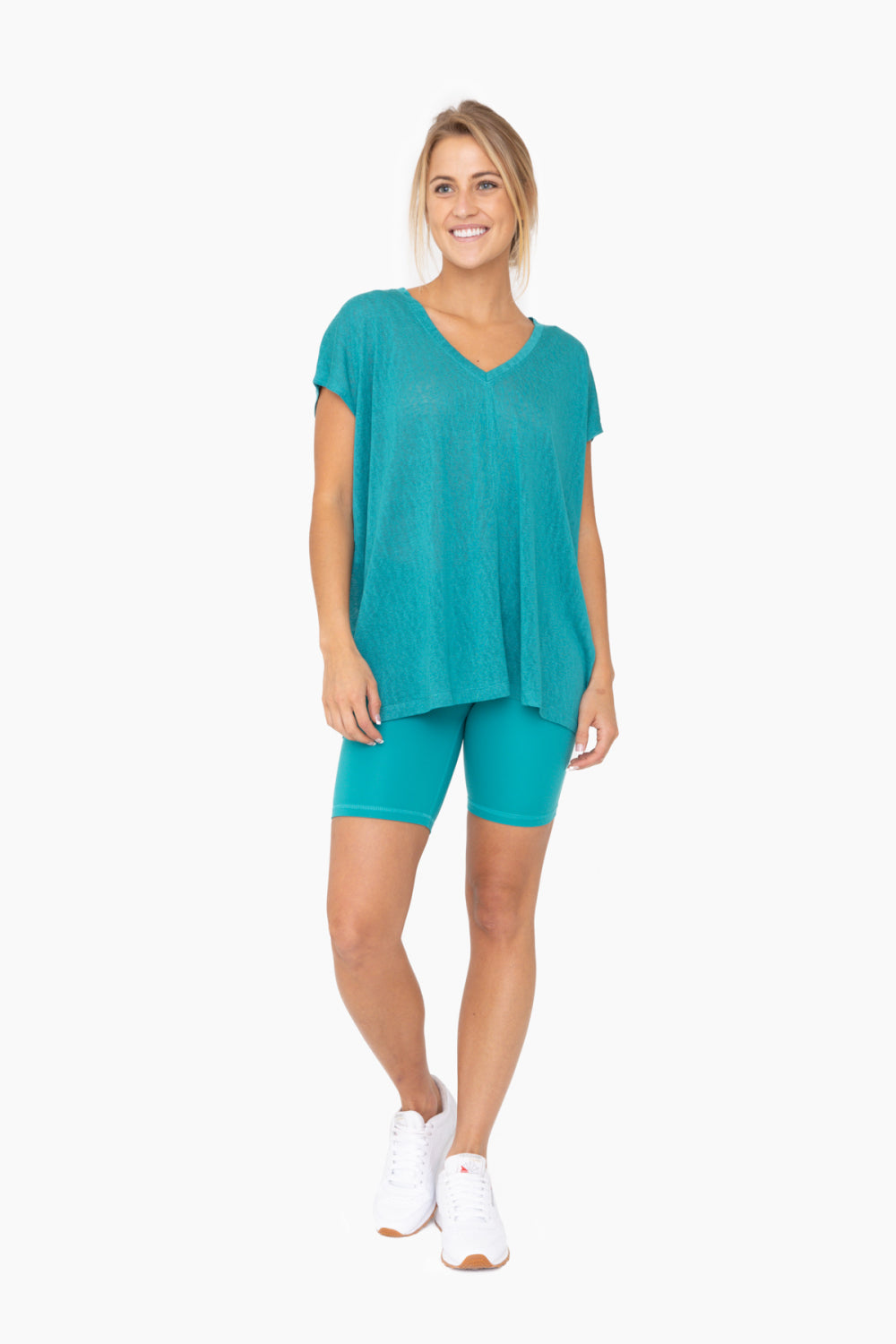 Modal Blend Relaxed V-Neck (Teal)