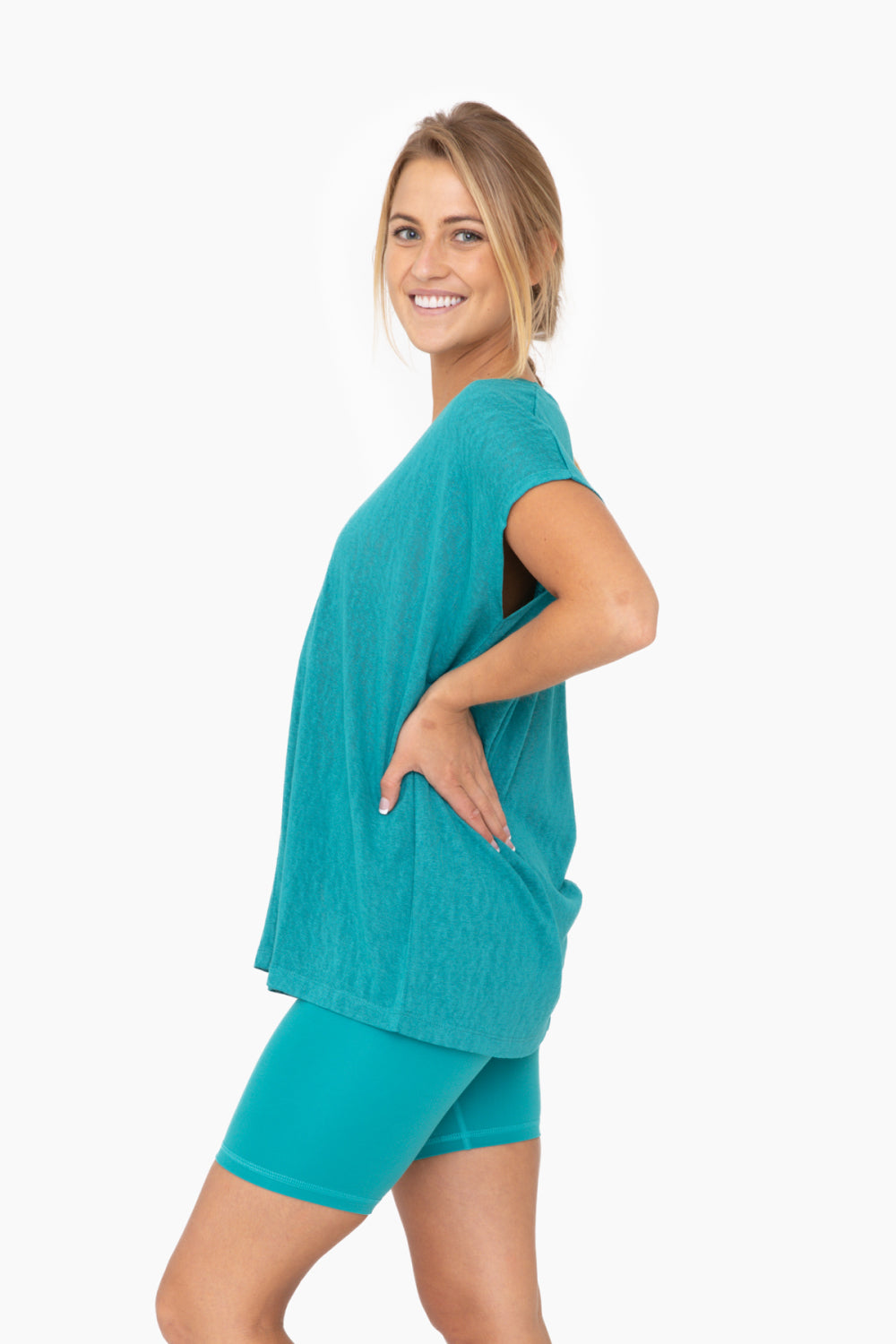 Modal Blend Relaxed V-Neck (Teal)