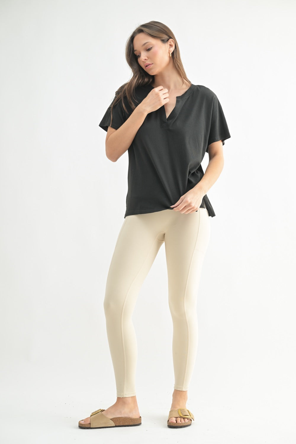 Pima Cotton Henley Tee (Black)