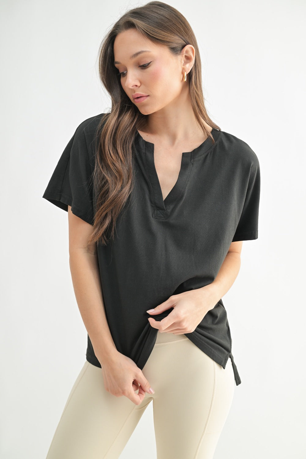 Pima Cotton Henley Tee (Black)