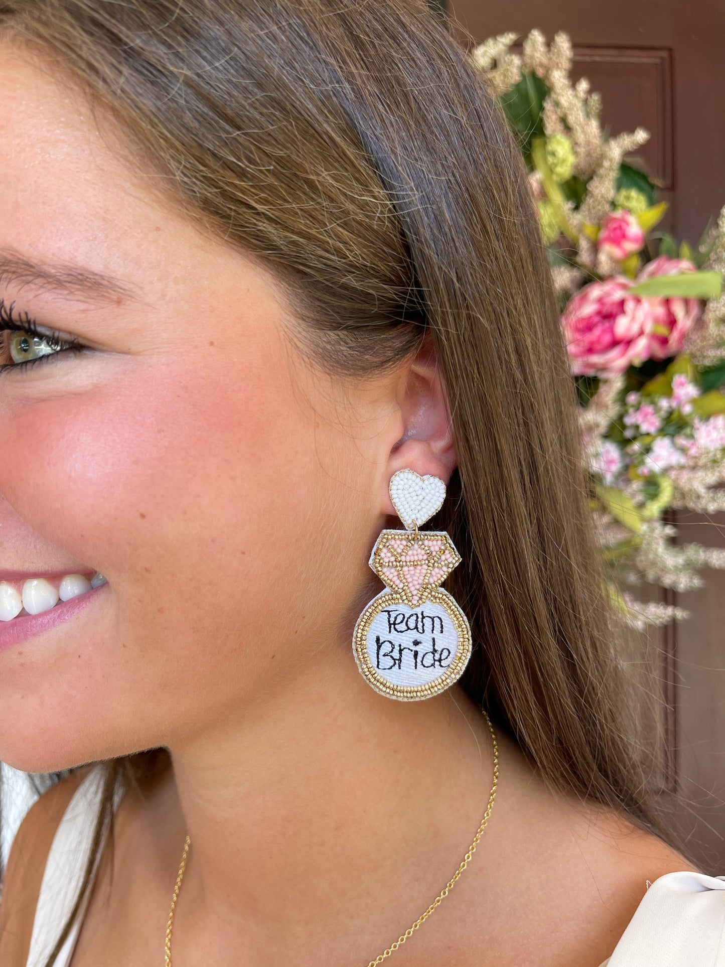 "Team Bride" Seed Beaded Earrings