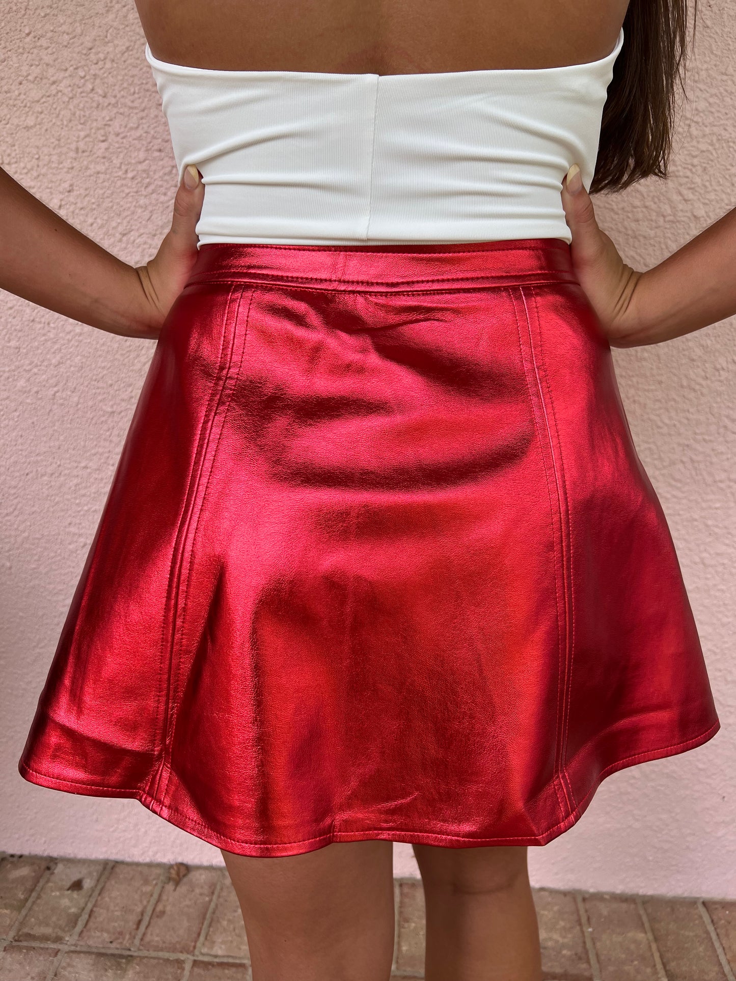 Can't Be Tamed Metallic Mini Skirt