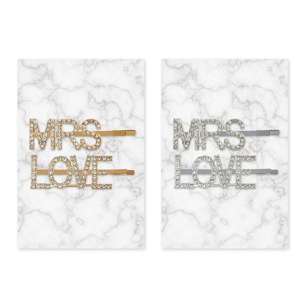 Rhinestone Bridal Party Hairclips (MRS & LOVE)