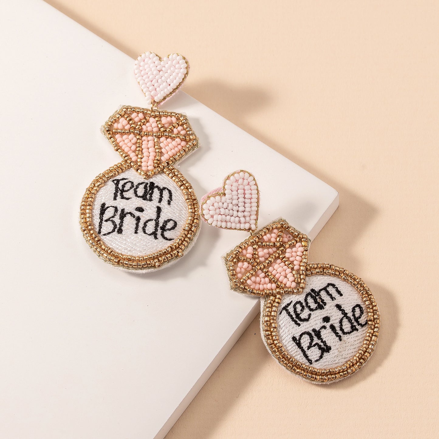 "Team Bride" Seed Beaded Earrings