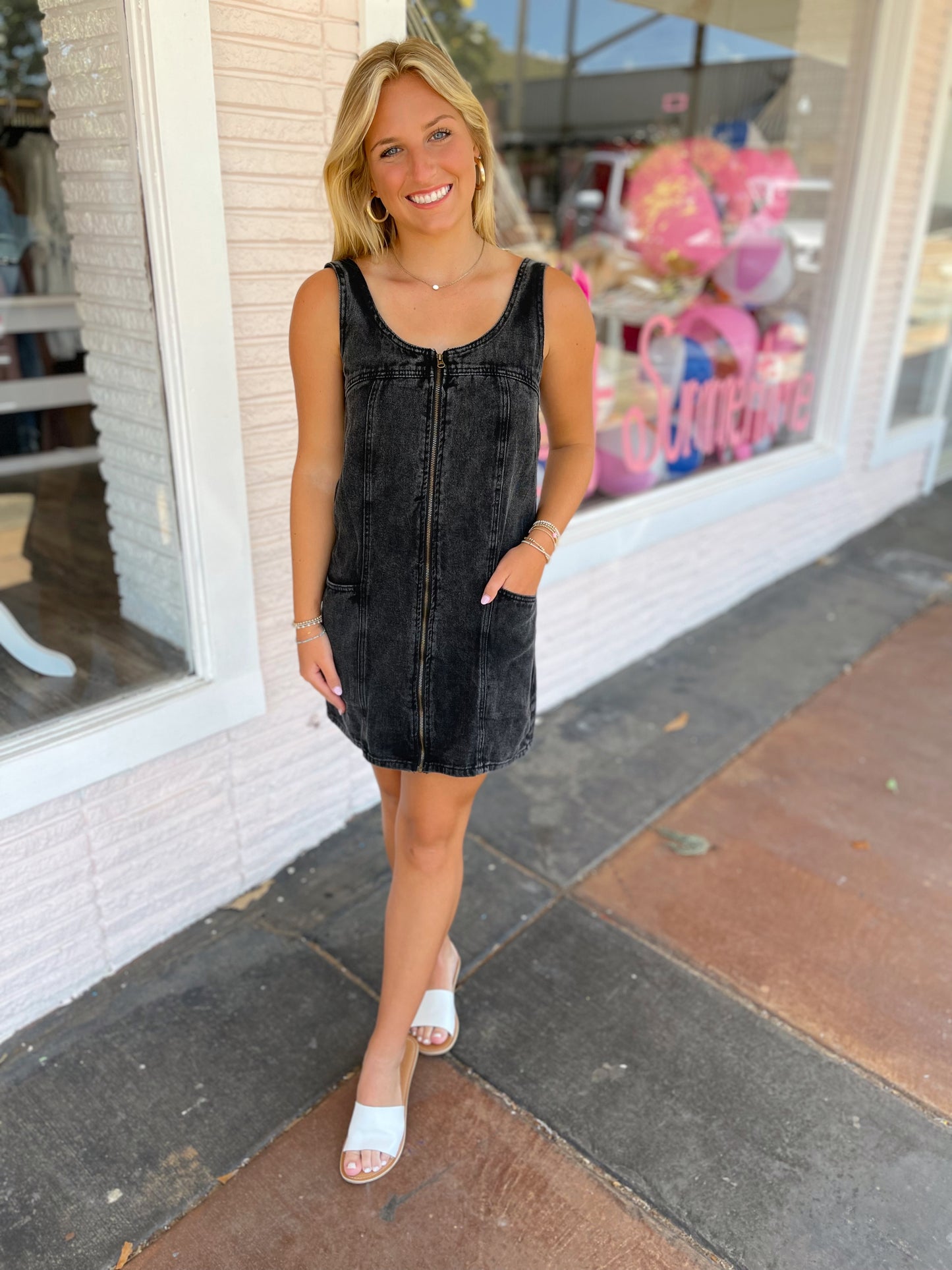 Leah Front Zip Denim Dress