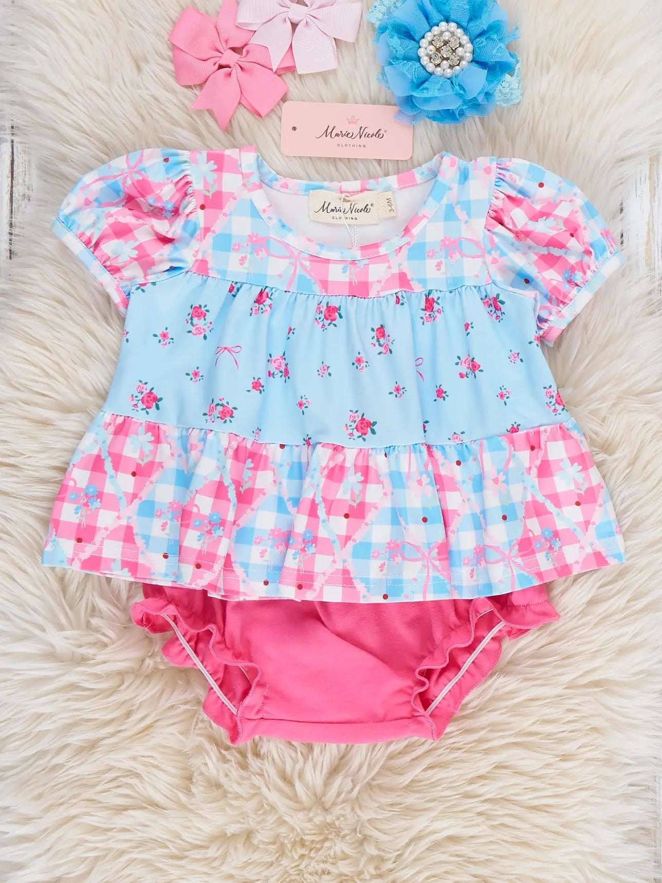 Angel Bloom Floral Plaid Bloomers Outfit