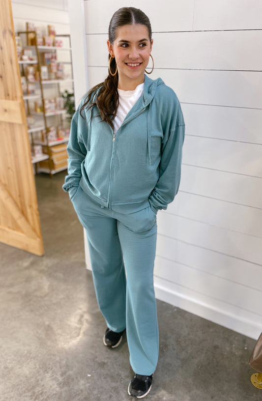 Oh So Content Zip-Up Hoodie and Sweatpants Set