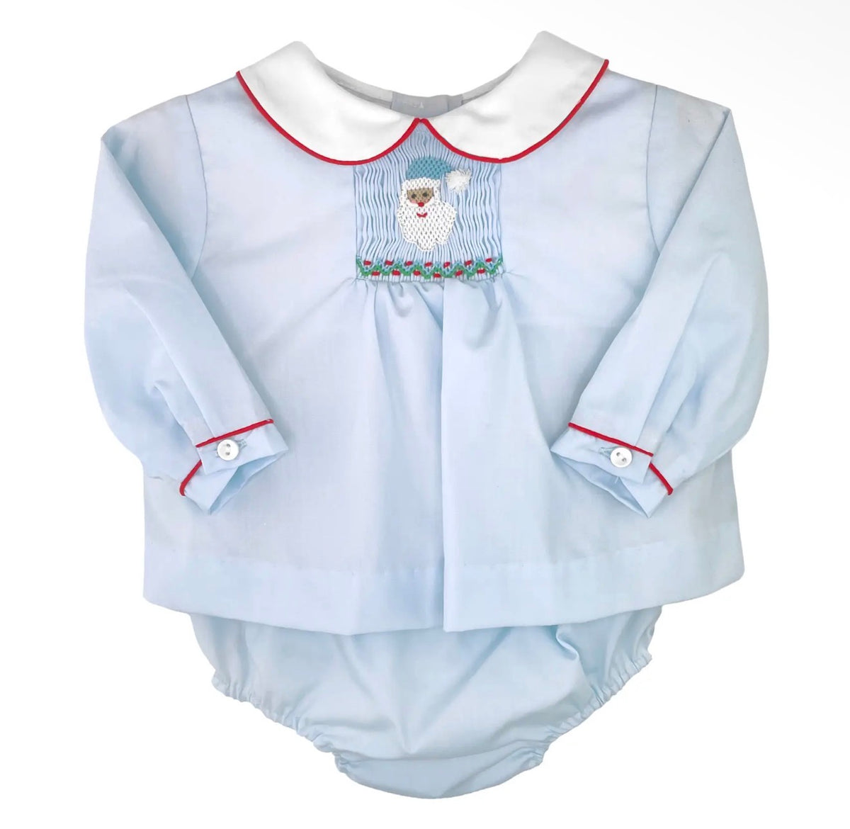 Diaper Set With Hand Pictured Smocked Santa