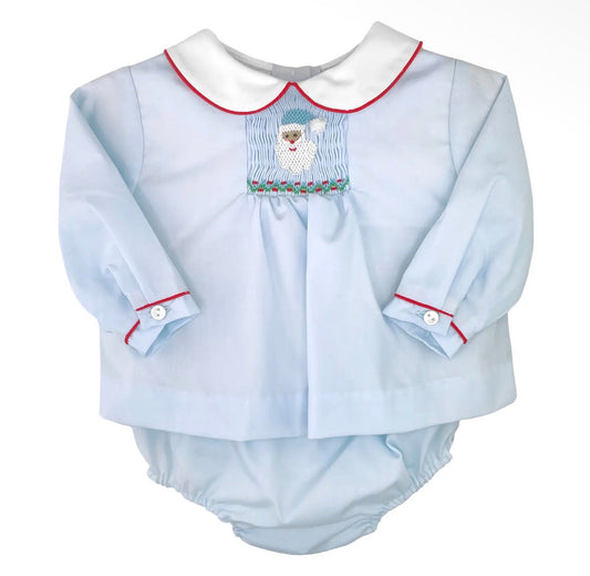 Diaper Set With Hand Pictured Smocked Santa