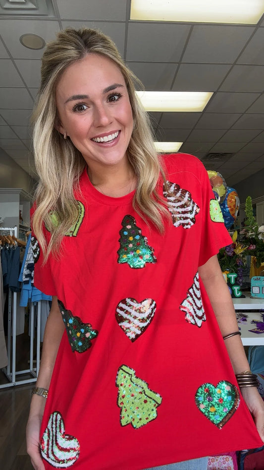 Preorder Sequin Christmas Cake T-Shirt (eta to ship to us first week of Nov.)