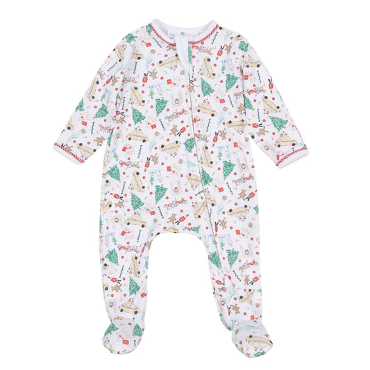 Christmas in the City Print Zip Footie