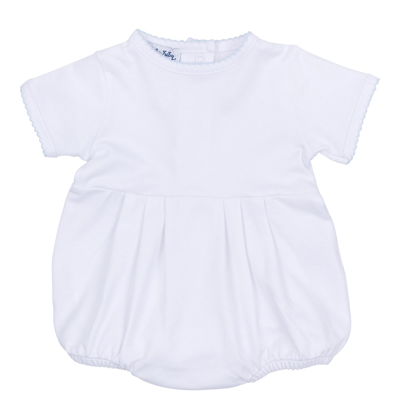 Essentials Bubble - White with Blue Picot Trim