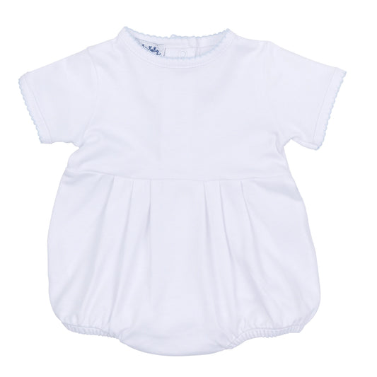 Essentials Bubble - White with Blue Picot Trim