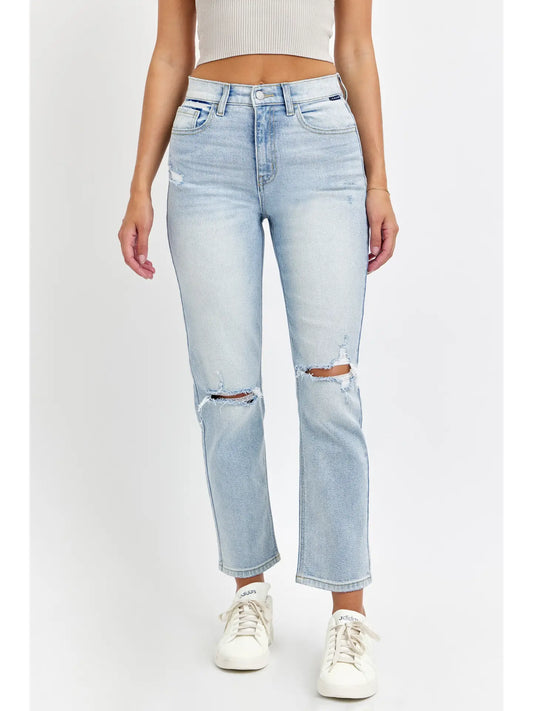 Heather High Rise Straight Leg Jeans
