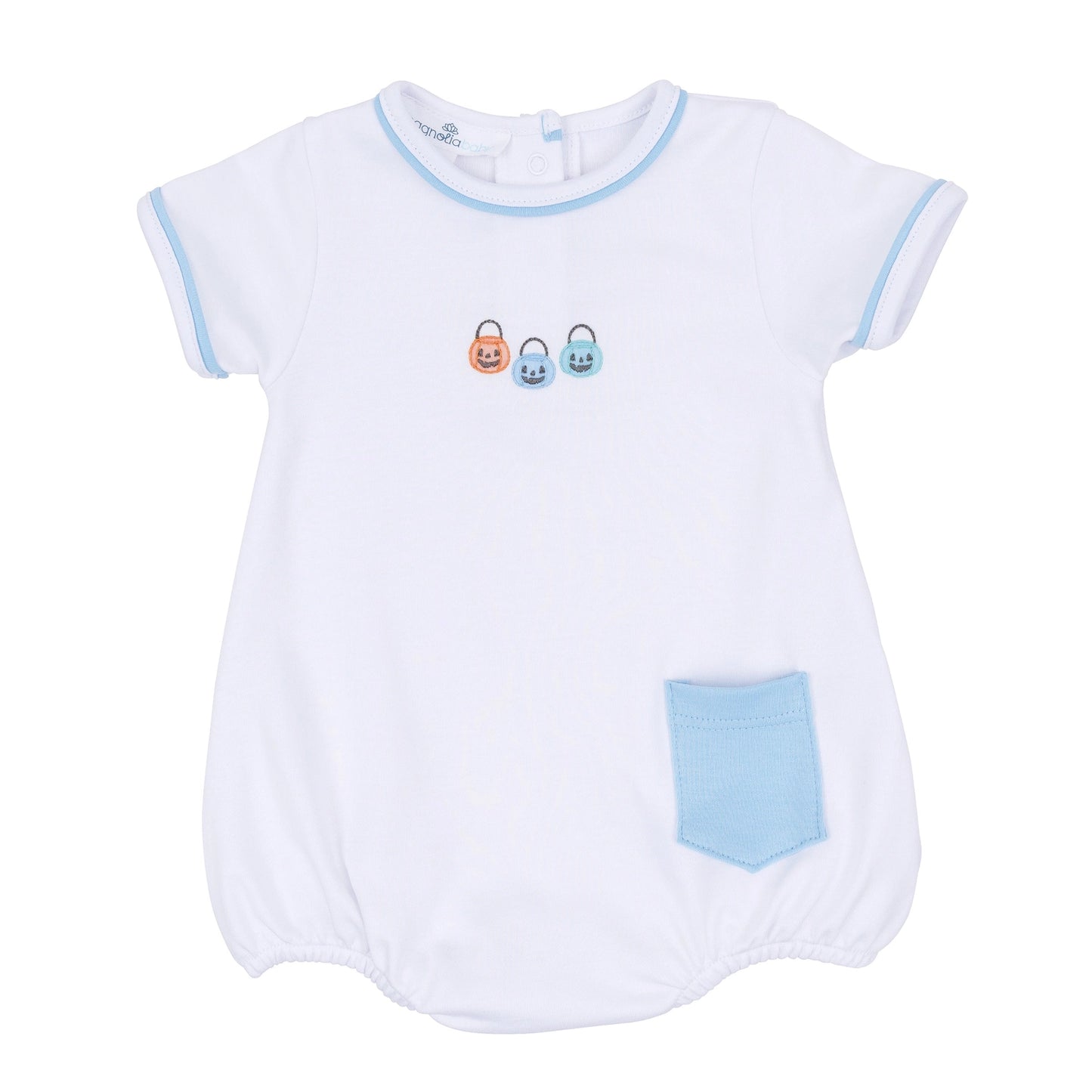Pumpkin Party Hand-Embroidered Bubble - Light Blue