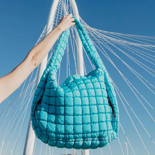 Oversized Quilted Tote Bag (Blue)