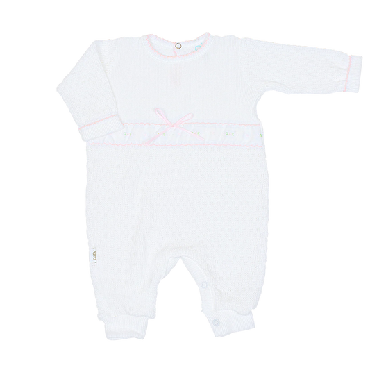 Paty Knit Romper with Swiss Floral Trim