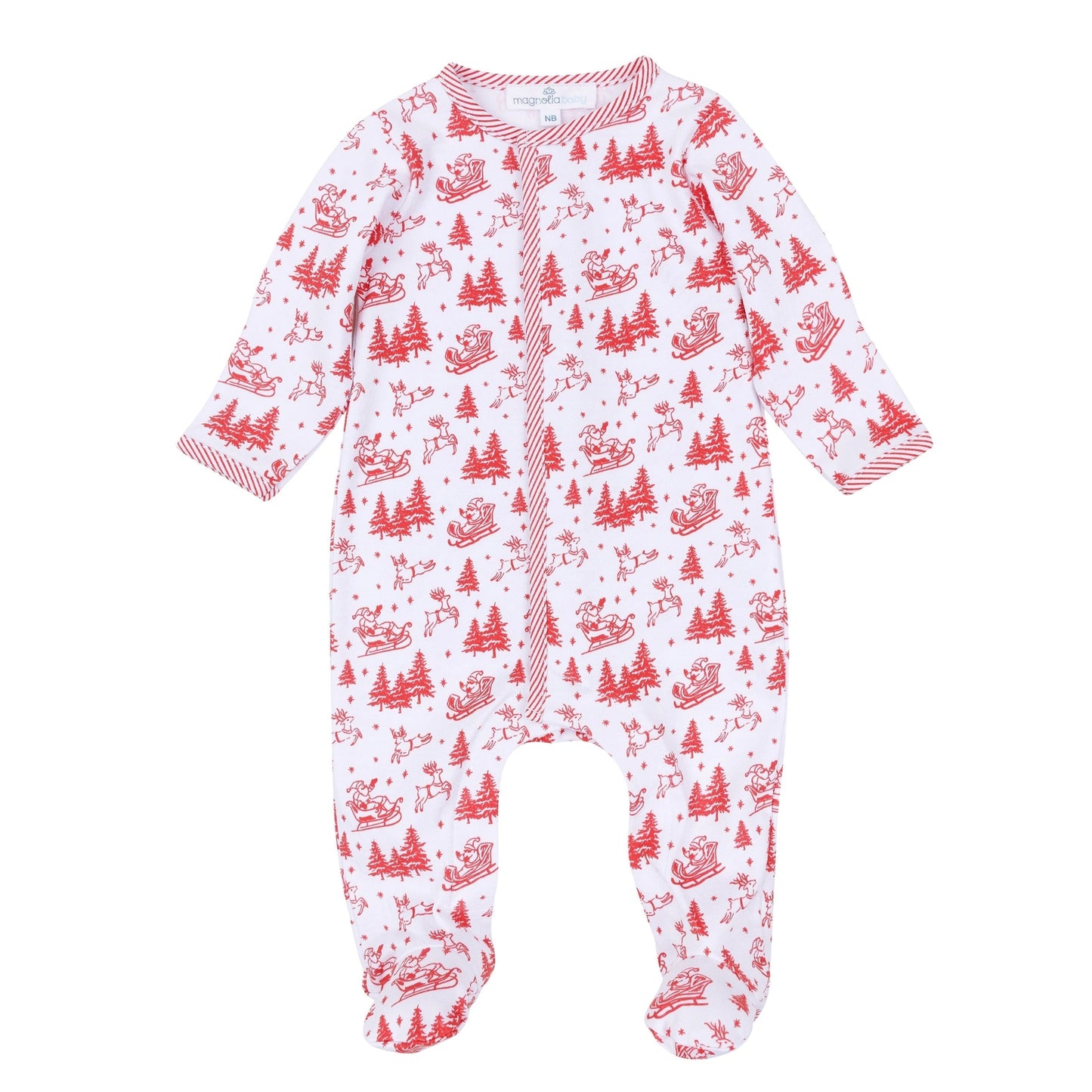 Holiday Toile Footie - Red