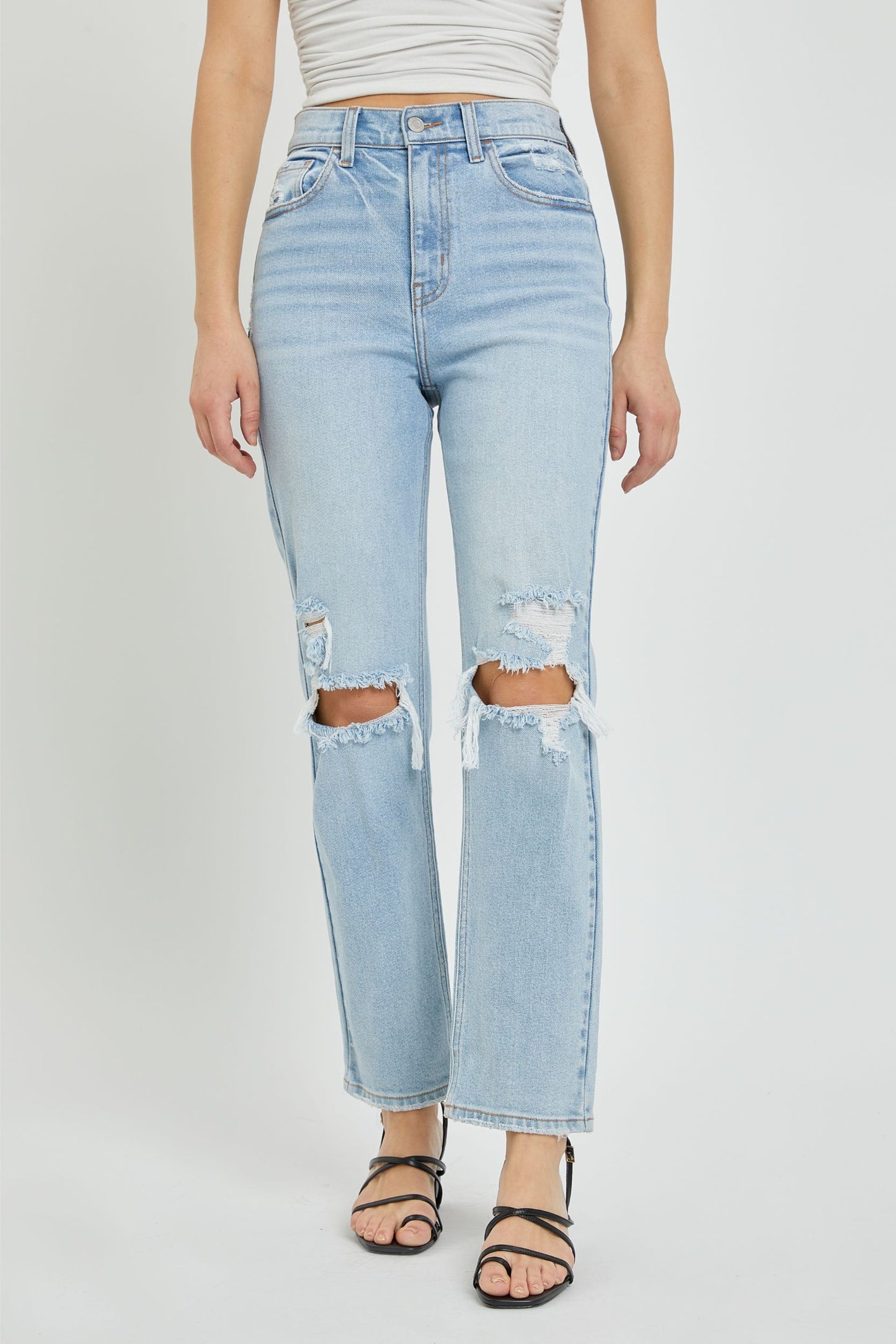 Made For It Distressed Straight Leg Jeans