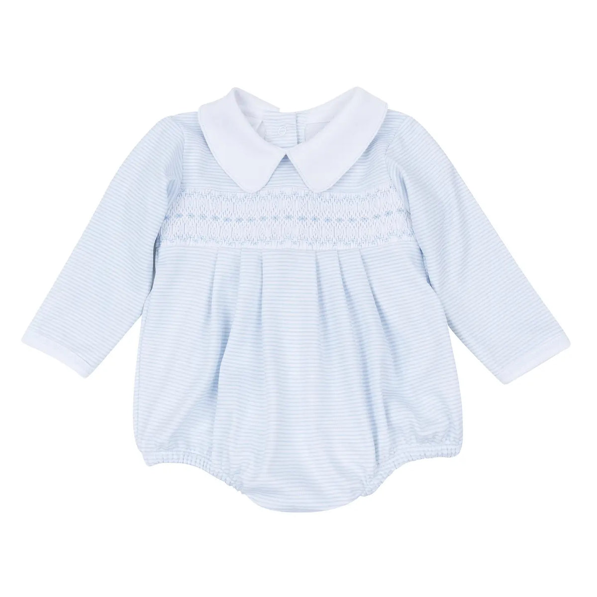 Benjamin Smocked Long Sleeve Bubble - Light Blue