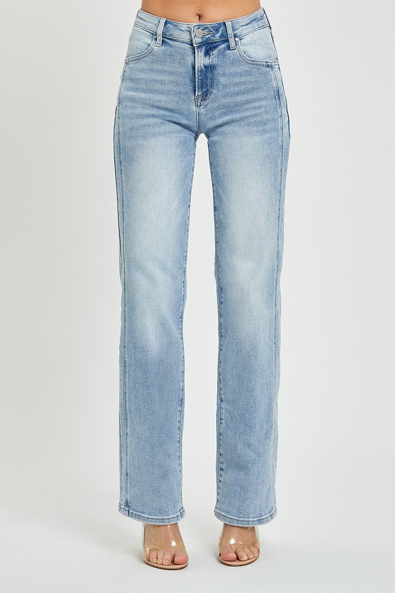 Crystal Light Wash Straight Jeans