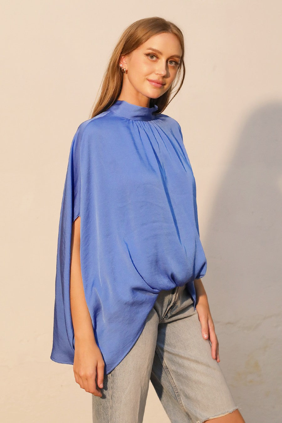 Cassie Silk Mock Neck Top