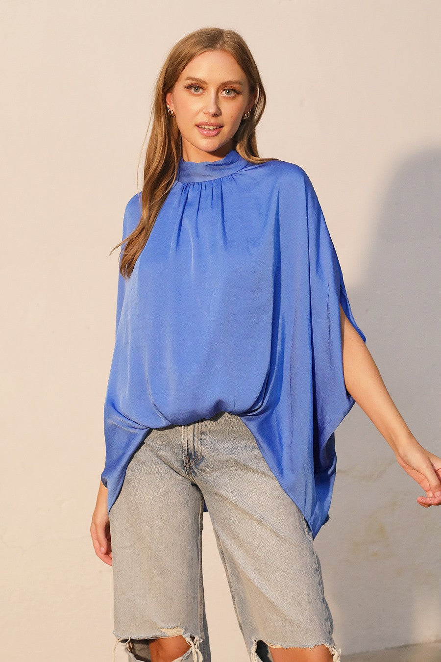 Cassie Silk Mock Neck Top