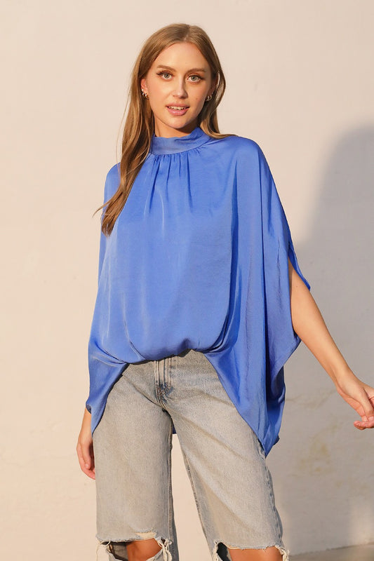 Cassie Silk Mock Neck Top
