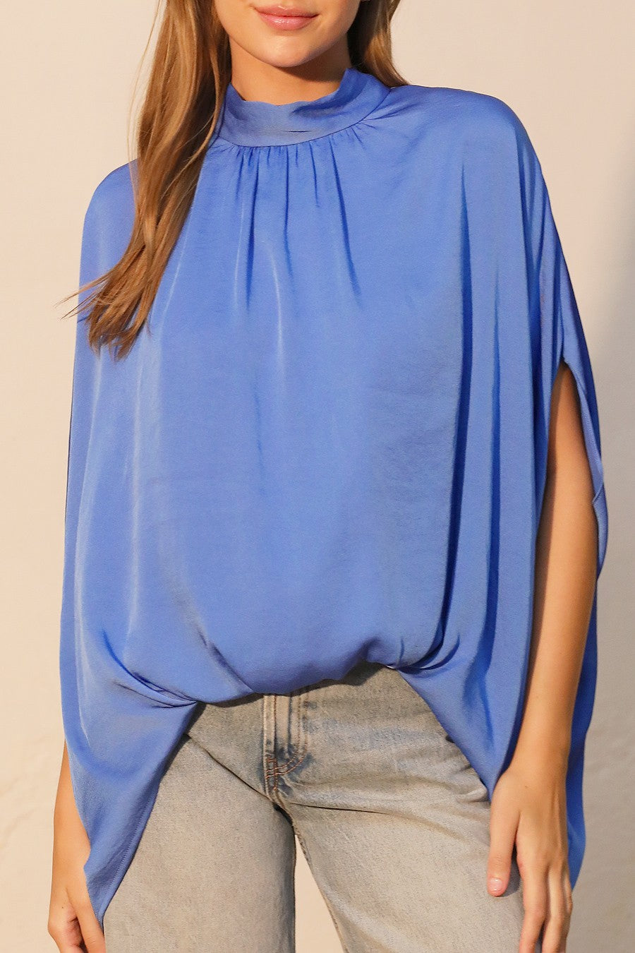 Cassie Silk Mock Neck Top