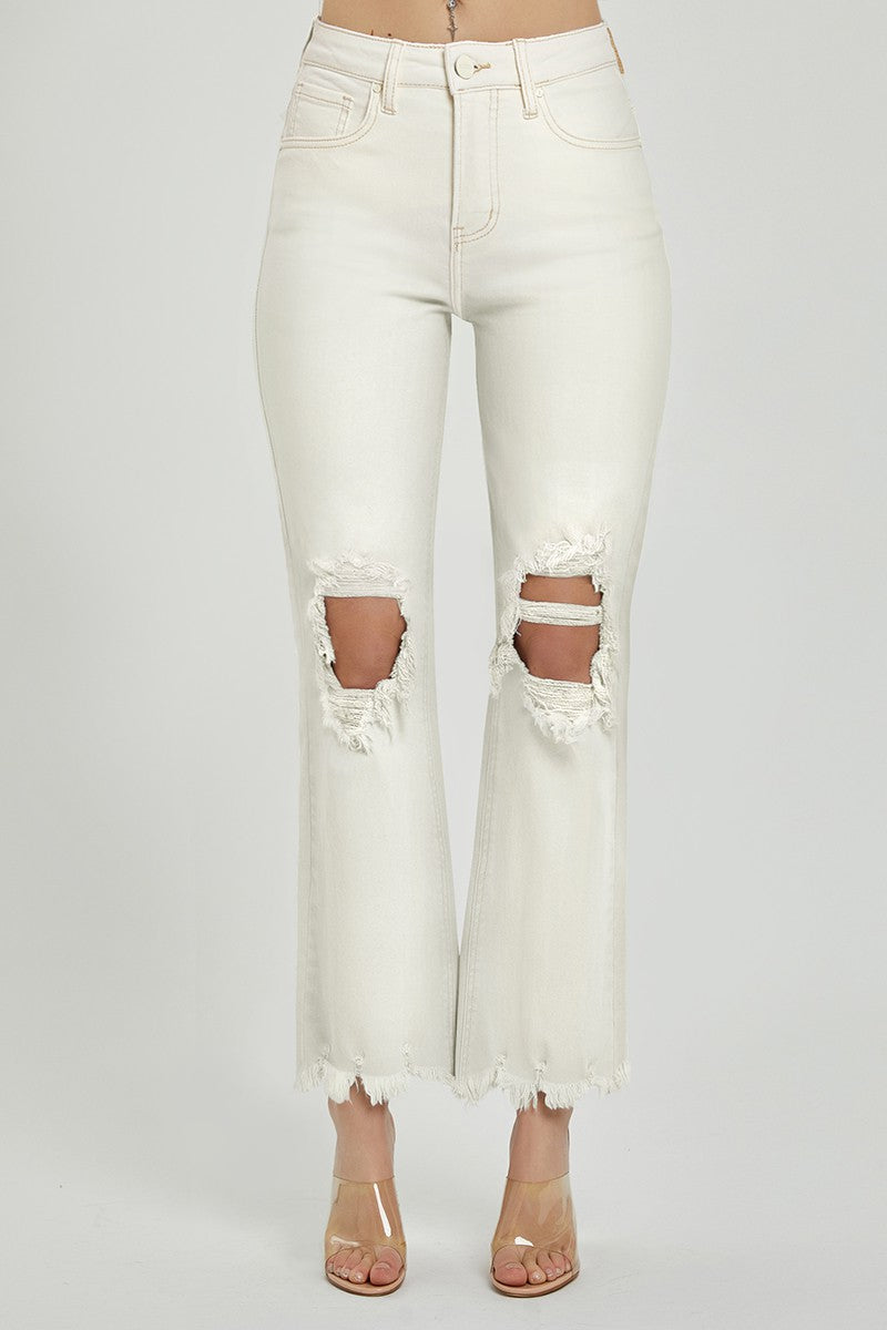 Jordyn High Rise Straight Jeans (Cream)