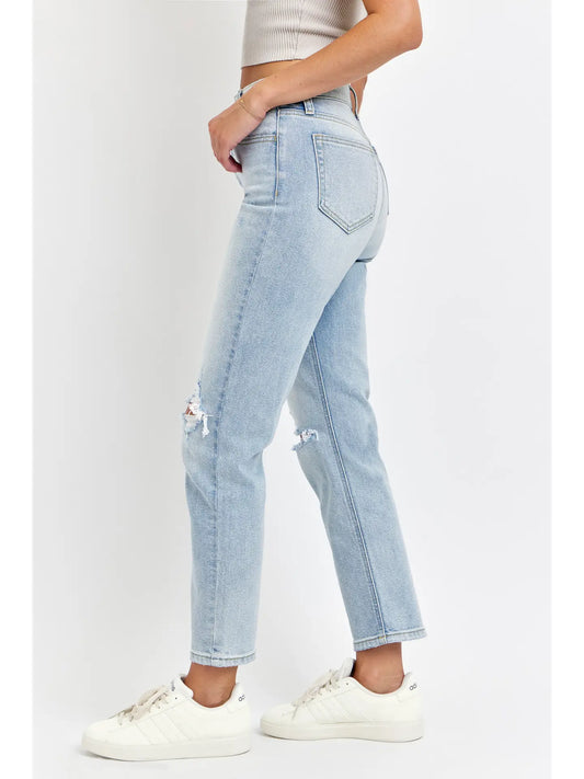 Heather High Rise Straight Leg Jeans