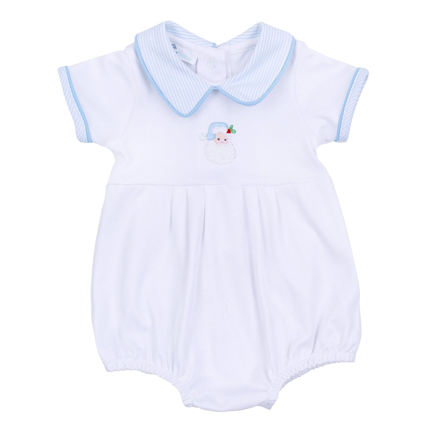 Santa Baby Collared Short Sleeve Bubble - Light Blue