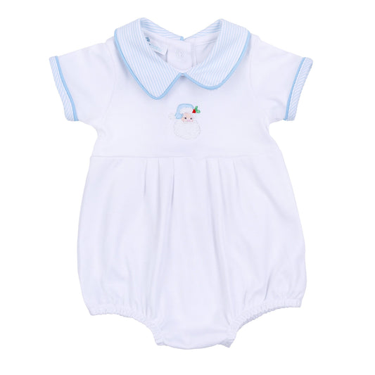 Santa Baby Collared Short Sleeve Bubble - Light Blue