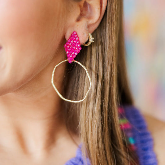 Colorful Callie Hoops (Hot Pink)