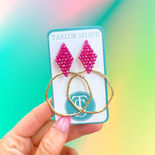 Colorful Callie Hoops (Hot Pink)