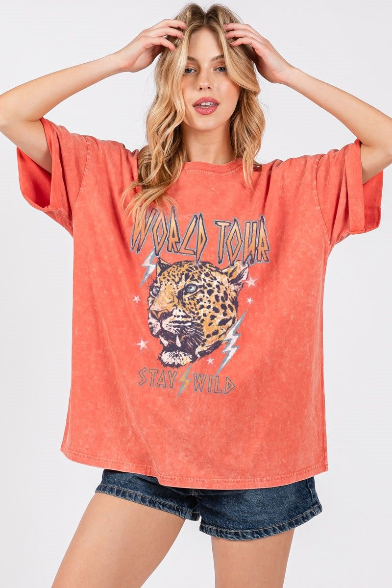 World Tour Stay Wild Graphic Tee (Orange)