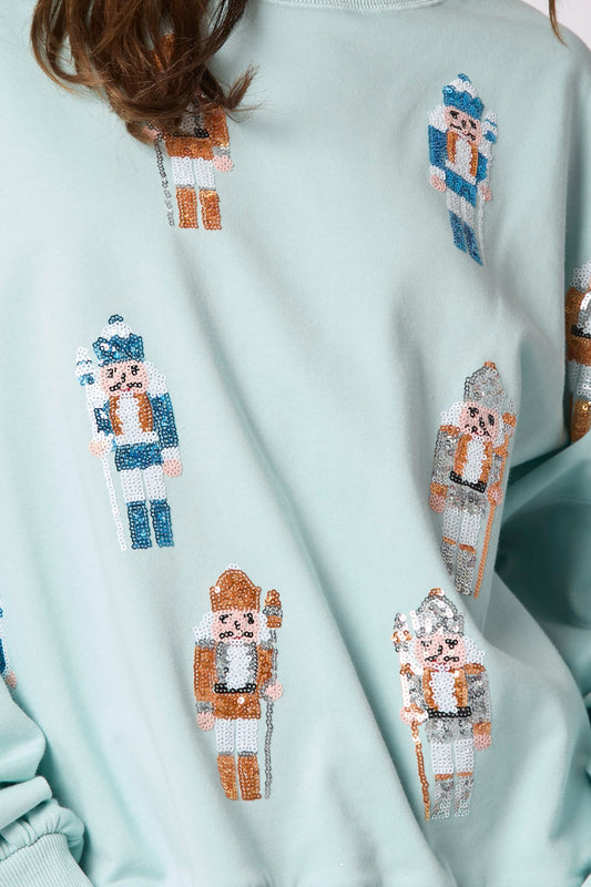 Sequin Nutcrackers Christmas Top (Baby Blue)