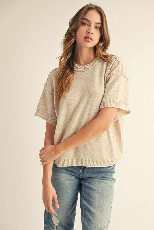 Feeling The Best Sweater Top (Oatmeal)