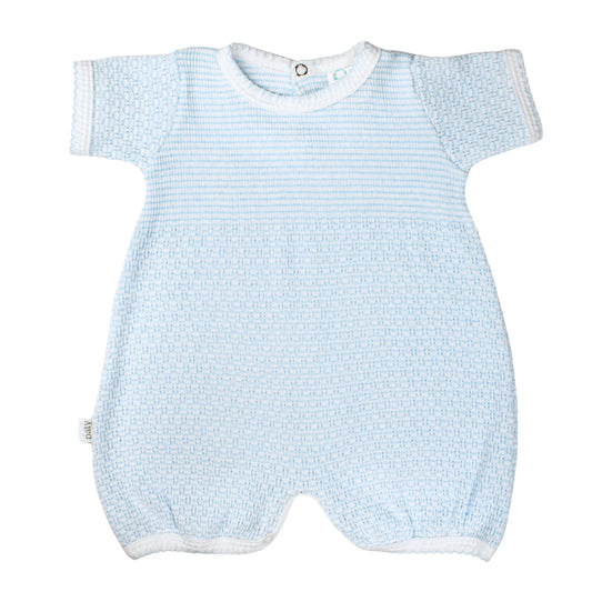 Paty Knit Solid Color Straight Hem Bubble (Blue with Blue Trim)