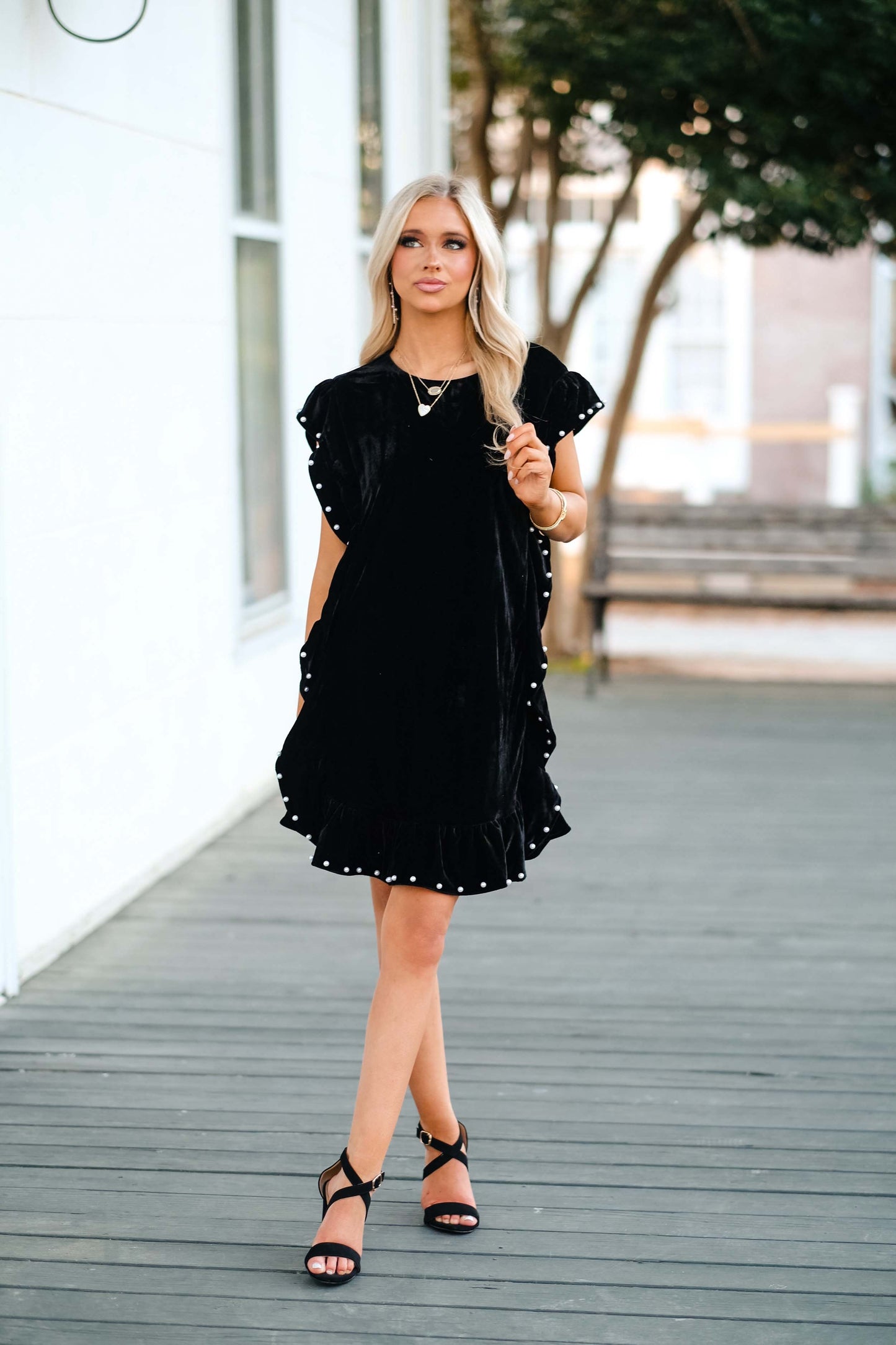 Precious Style Velvet Ruffle Dress