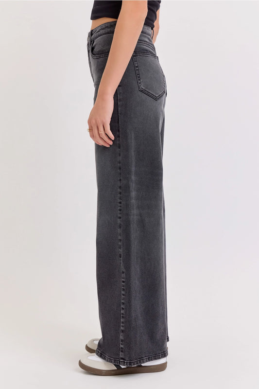 PREORDER (ships to us Sep. 30) Ella High Rise Jeans (black/grey)