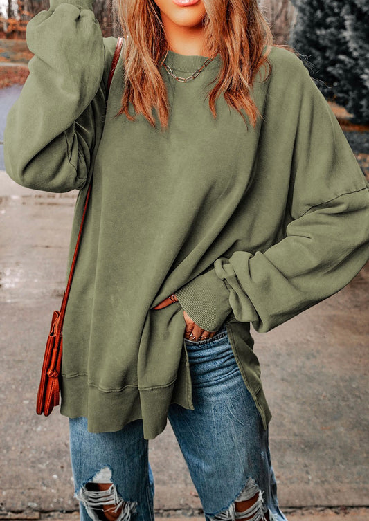 Ryleigh Oversized Pullover -(Green, Grey, Khaki, Pink)