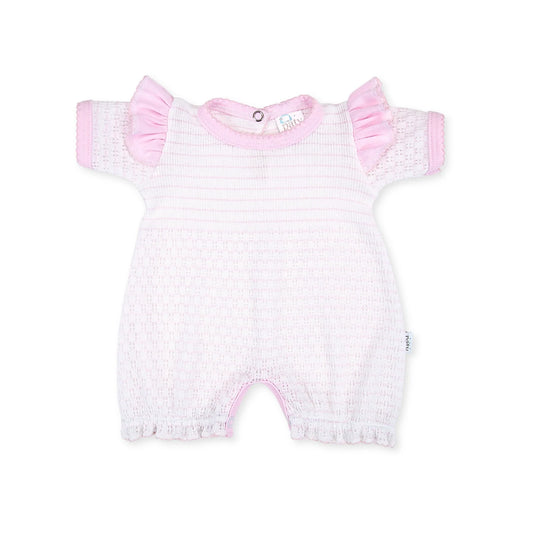 Pinstripe Angel Sleeve Bubble (Pink with Pink Trim)